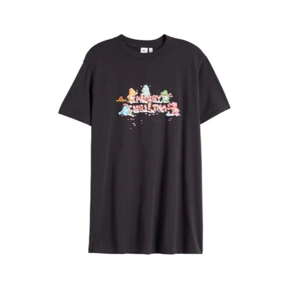 BP Retro Graphic Short Sleeve Sleep Shirt Black Graphic Merry Care Bears L NWT - Picture 2 of 12